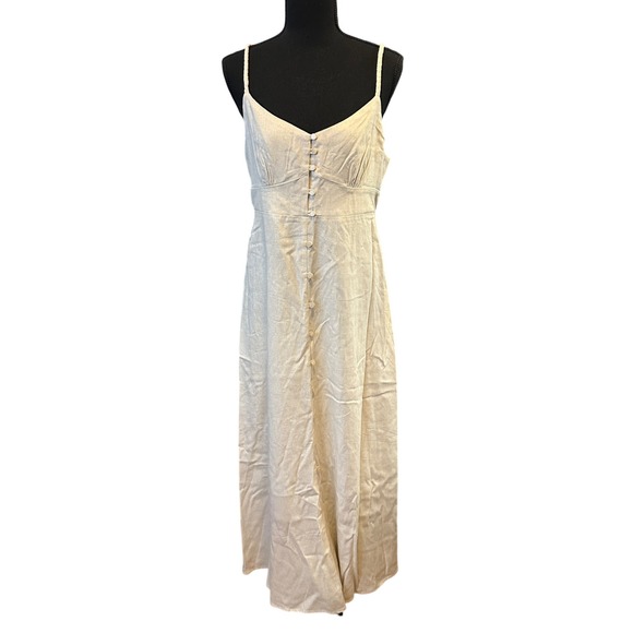 Monteau Los Angeles Dresses & Skirts - Monteau Los Angeles Beige Midi Dress Braided‎ Straps Smocked Back L